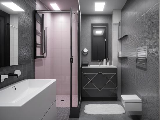 Modern pink black bathroom