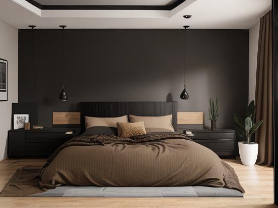 Closeup of dark serene bedroom