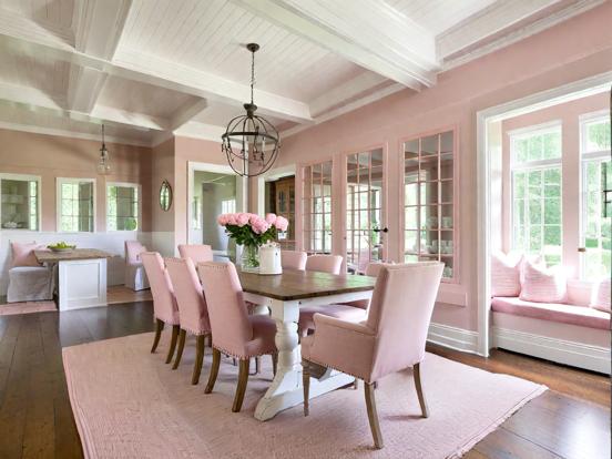 Pink dining room floral table