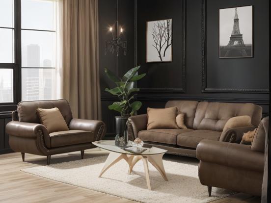 black and brown living room