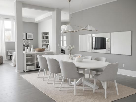 Modern grey white dining room