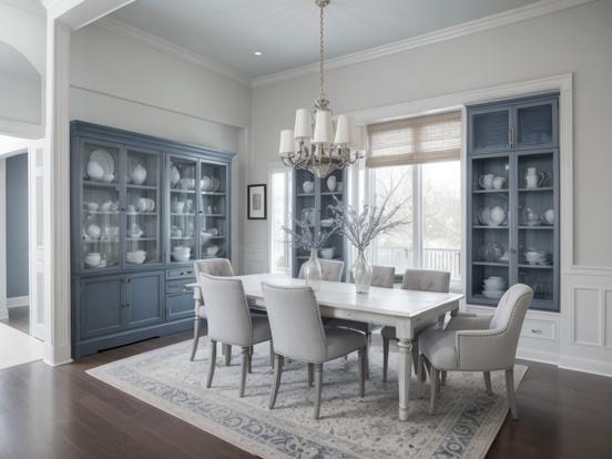 Blue cream dining room decor