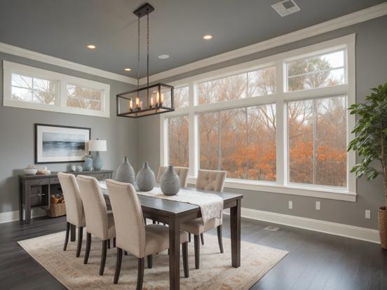 Dining room table chairs window