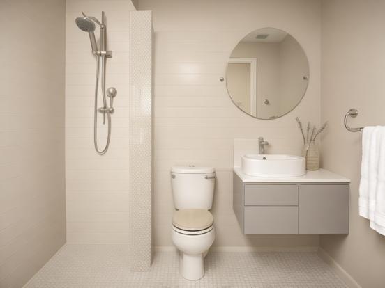 White toilet by sink modern bath