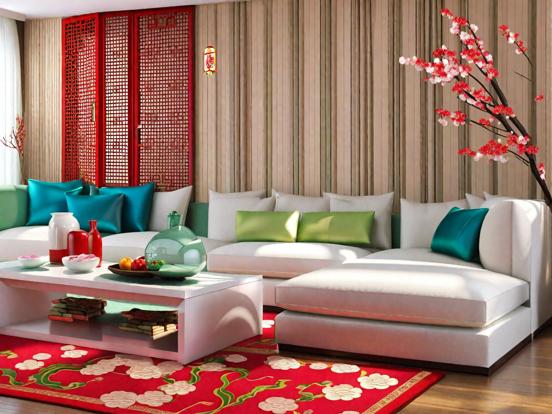 Bright Asian living room decor