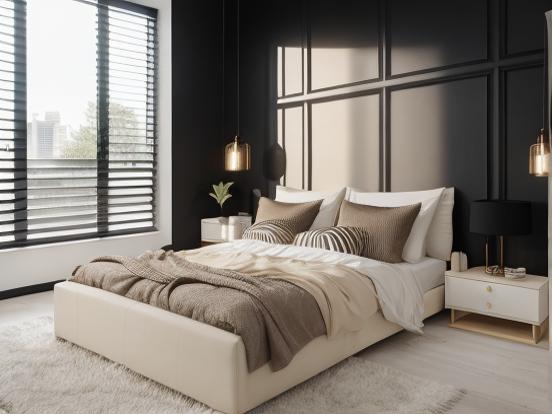 Serene black white bedroom