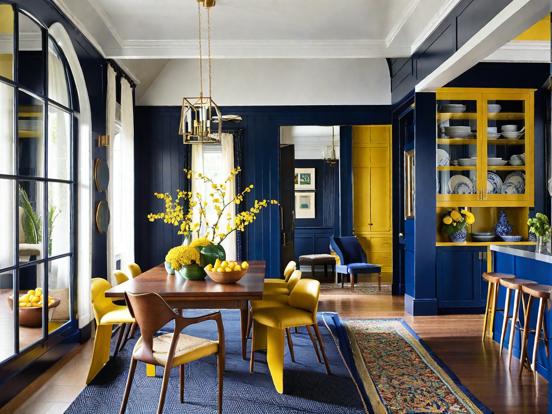 Navy and Mustard Dining Room Ideas