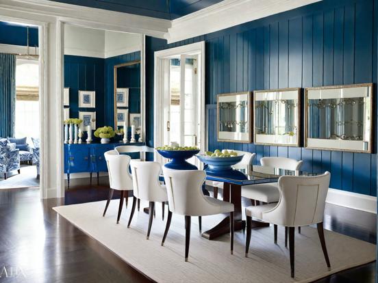 Elegant blue dining room setup