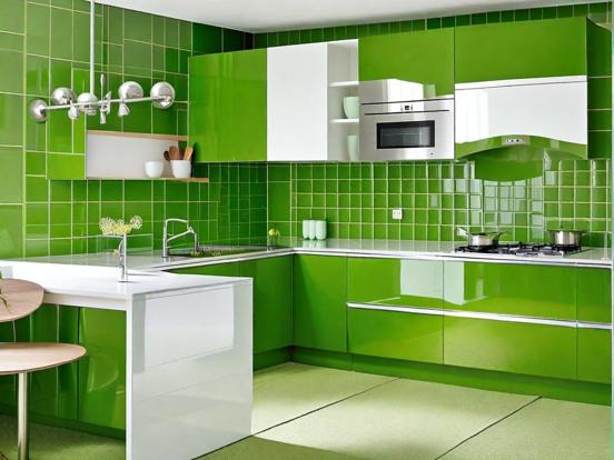 Green kitchen closeup