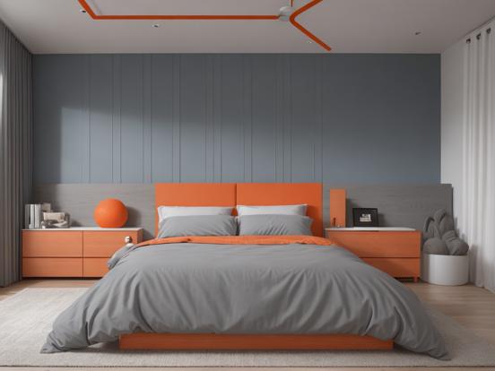 Cozy retro bedroom teal orange