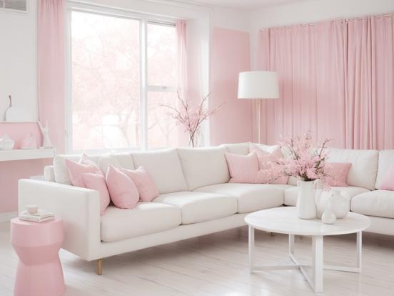 Cozy pink living room closeup