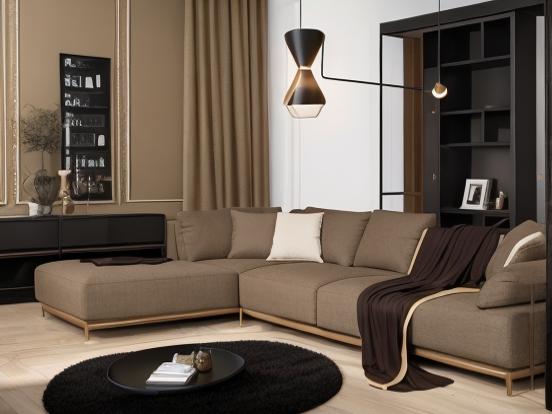 Modern dark beige living room