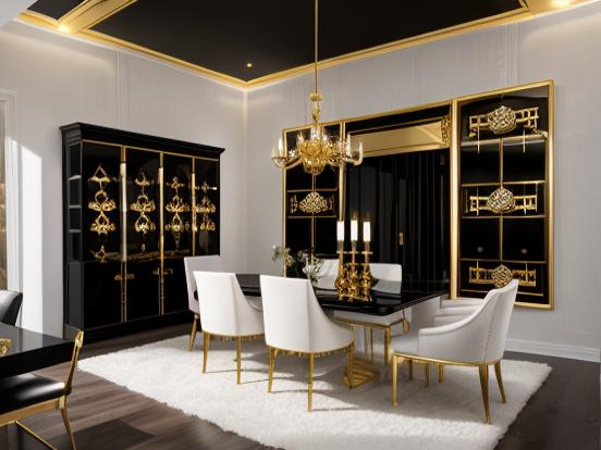 Luxury black gold dining room