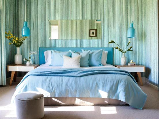 Blue bedroom teal accents