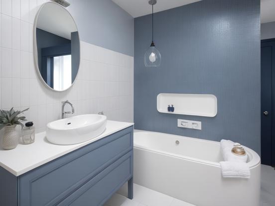 Premium blue bathroom interior