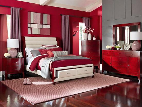 Red white bedroom decor