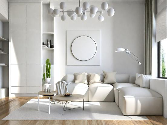 White minimalist living room