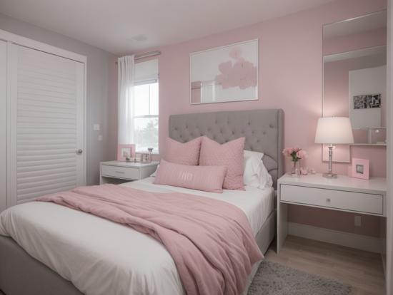 Pink girly bedroom with decor