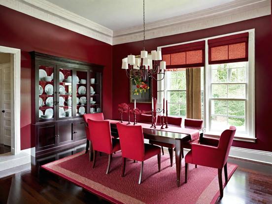 Red themed dining room decor