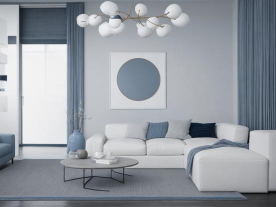 Bright living room blue accents