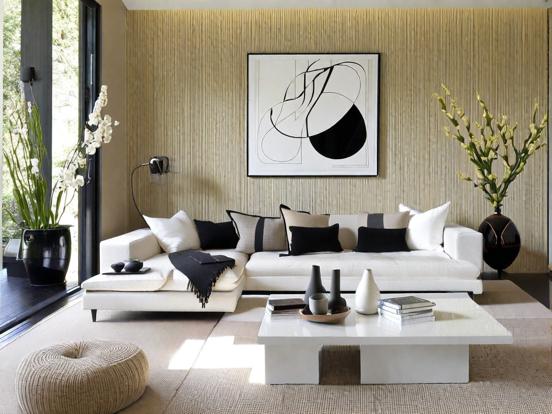 Serene black white living room