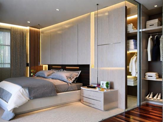 Closeup of tidy luxury bedroom