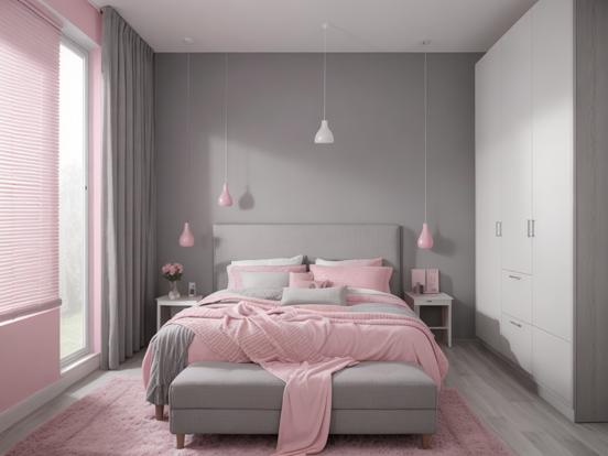 Pink bed closeup in girly room