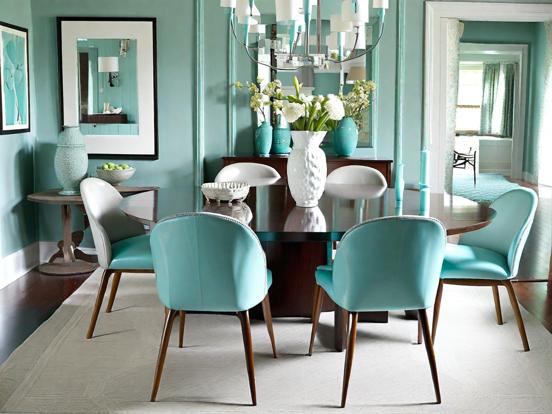 Teal dining room decor