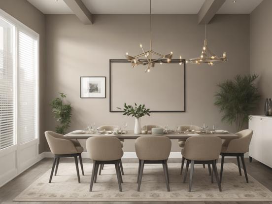 Minimalist beige dining room