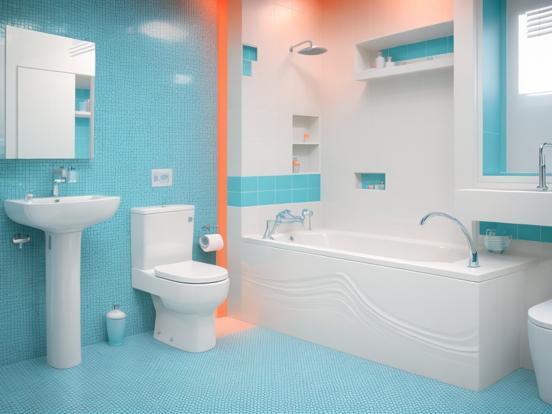 Modern blue orange bathroom