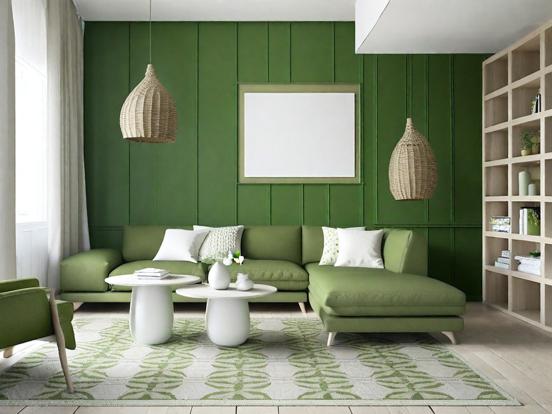 Green themed living room