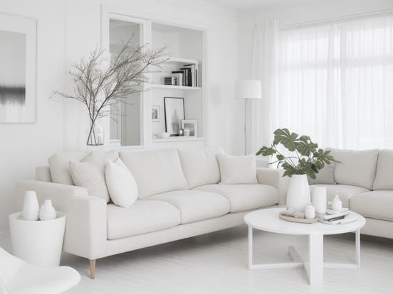 White living room L couch