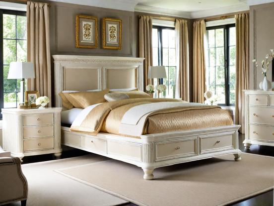 Elegant beige gold bedroom decor