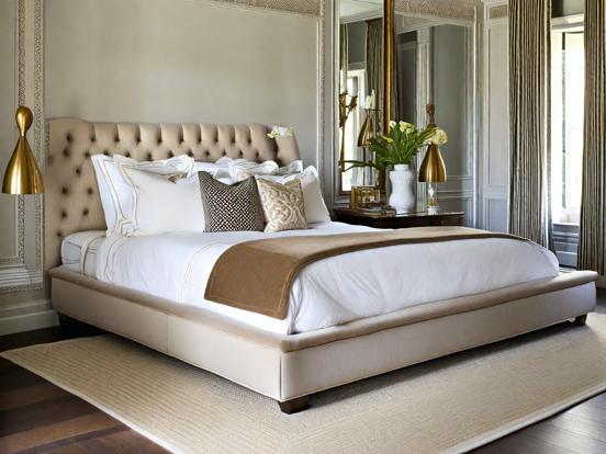 Beige bed serene bedroom