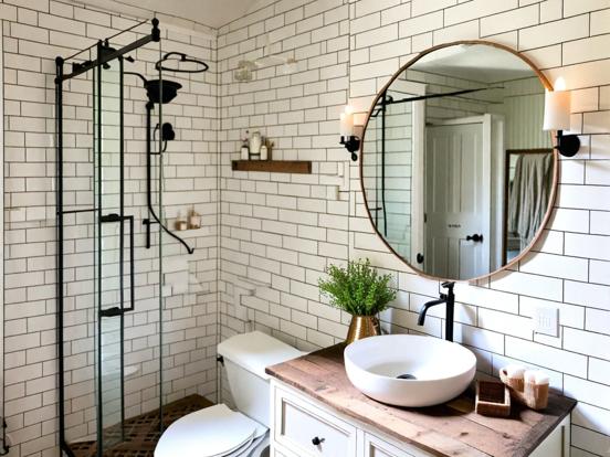 Modern bathroom with colorful tiles