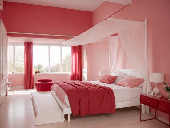 Pink girly bedroom canopy bed