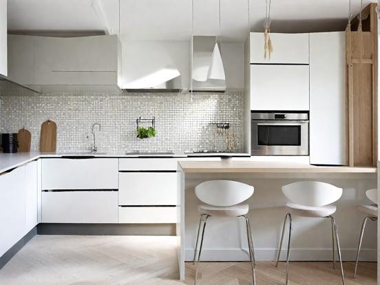 Two chairs modern white kitchen