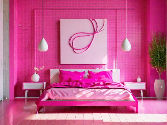 Closeup of girly pink bedroom