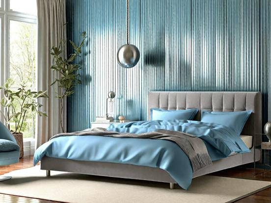 Blue silver bedroom bright decor