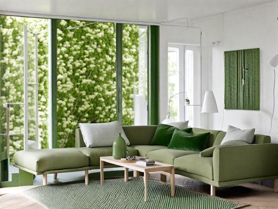 Bright green living room decor