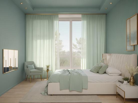 Serene teal gold Nordic bedroom