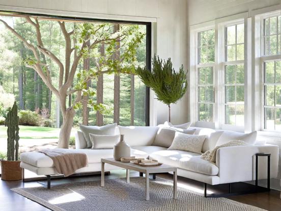 Serene white living room