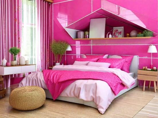 Closeup of bright pink bed