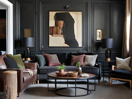 black boho living room