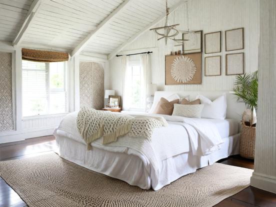 Serene cream bedroom setup