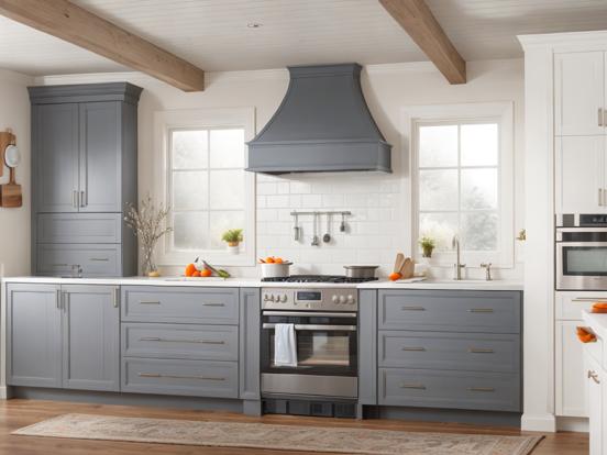 Blue grey kitchen stove oven