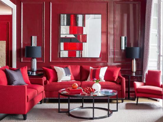 modern red living room