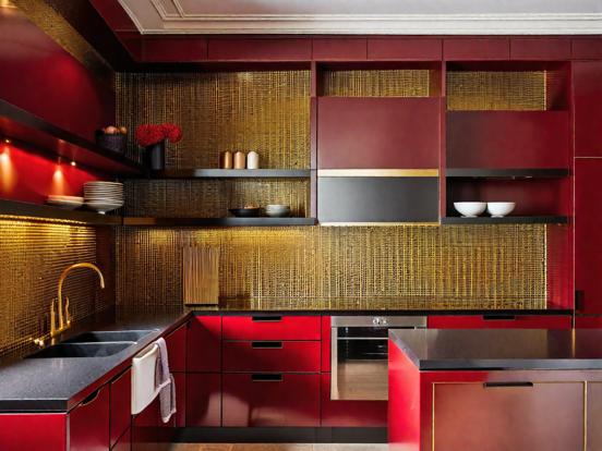 Red gold kitchen luxury design