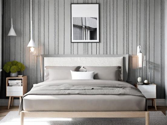 Serene grey bedroom minimal design