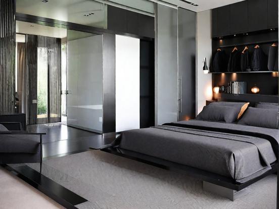 Serene dark bedroom with decor